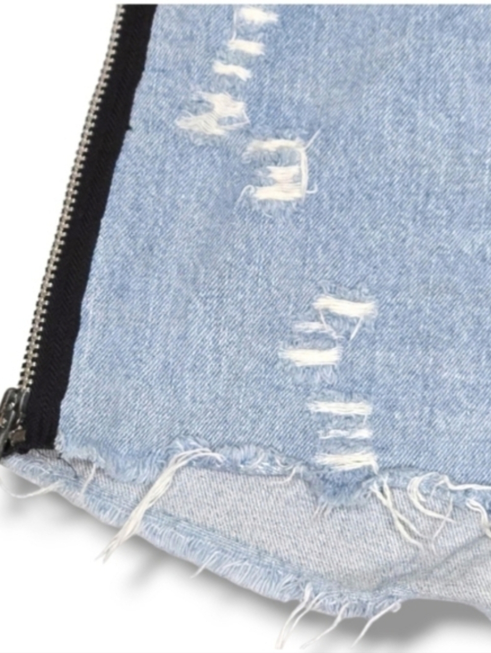 Furst Of A Kind Upcycled Levi's Jean Short Distressed Denim Side Zip Size 30 - Picture 8 of 13